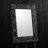 Black mosaic inlay photo frame with white geometric detailing