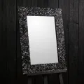 Black mosaic inlay photo frame with white geometric detailing