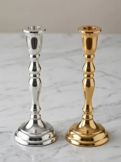 Classic Metal Taper Candle Holder (Gold & Silver Finish)