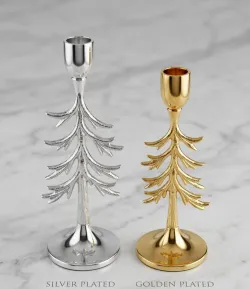 Decorative Tree Design Metal Candle Holder (Gold & Silver Plated)