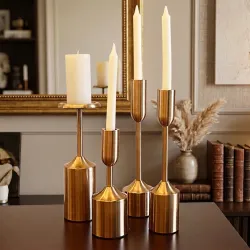 Designer Brass Pillar Candle Holder – Handmade Brass Lighting Decor in Solid Brass from India