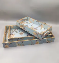 Floral Nesting Serving Tray Set